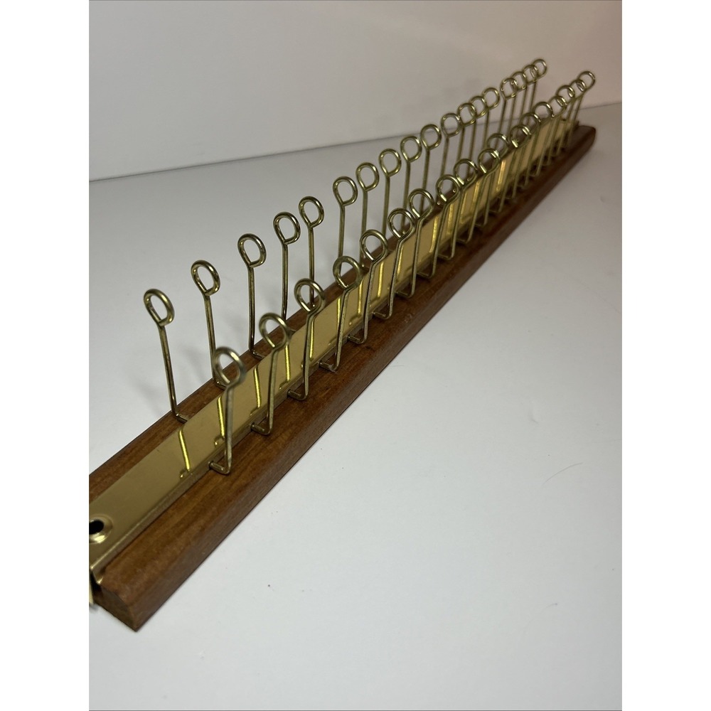 Brass Wood Vintage Tie Scarf Belt Hanger Holder Wall Mount Organizer Nostalgic - Picture 6 of 6